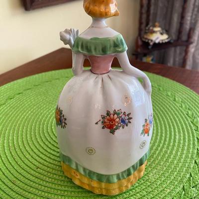 Hand Painted Porcelain Lady Figurine Yellow and Green