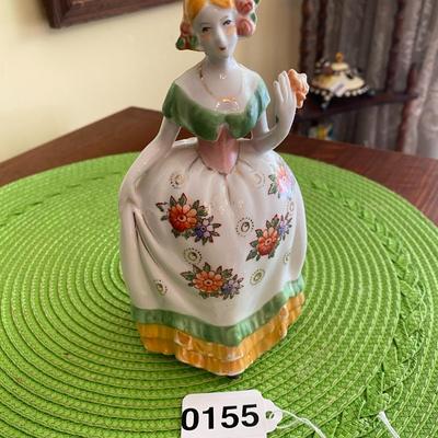 Hand Painted Porcelain Lady Figurine Yellow and Green