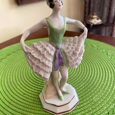 Art Deco Porcelain Lady Figurine with Ruffles