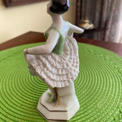 Art Deco Porcelain Lady Figurine with Ruffles