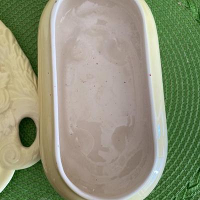 Pretty Yellow Floral Porcelain Jewelry Box Vanity Dish