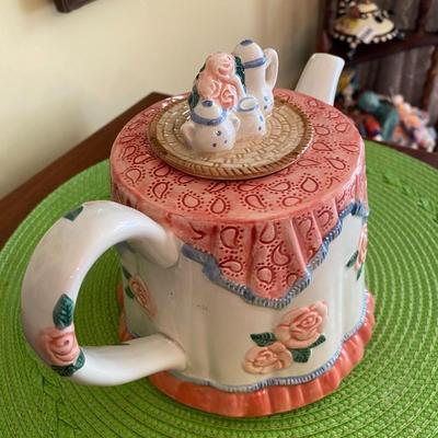 RARE Vintage High Tea Fitz and Floyd Pink and White Teapot
