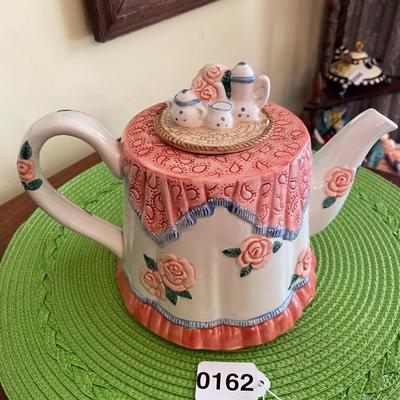 RARE Vintage High Tea Fitz and Floyd Pink and White Teapot