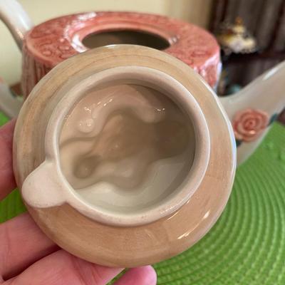 RARE Vintage High Tea Fitz and Floyd Pink and White Teapot