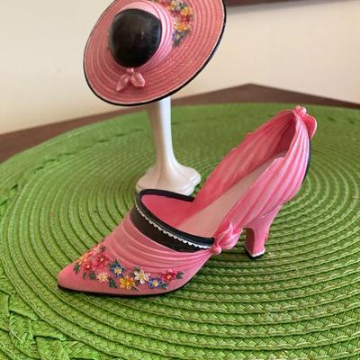 Vintage Willow Hall "A Touch of Class" Pink Shoe and Rimmed Hat