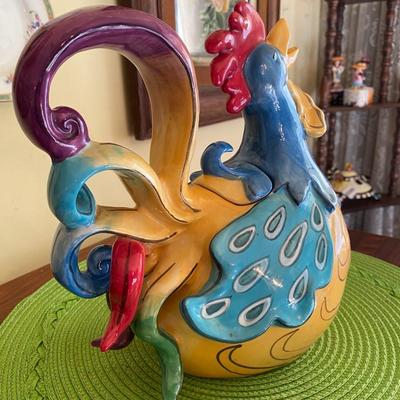 Blue Sky Gabby Glee Ceramic Chicken Teapot