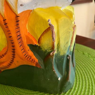 Large Colorful Hand Carved Wood Rooster / Chicken