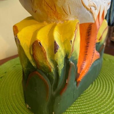 Large Colorful Hand Carved Wood Rooster / Chicken