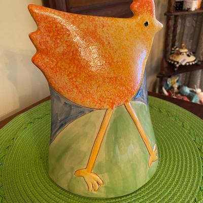 Colorful Molde Portugal Ceramic Chicken Laying Egg