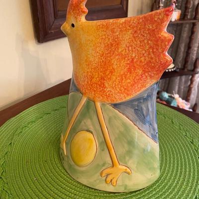 Colorful Molde Portugal Ceramic Chicken Laying Egg