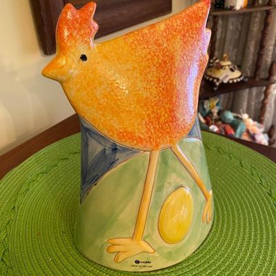 Colorful Molde Portugal Ceramic Chicken Laying Egg