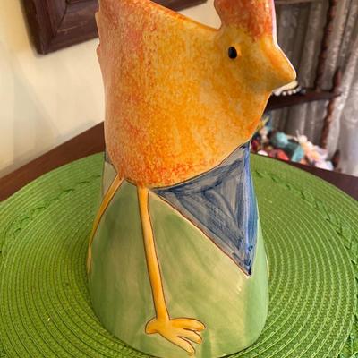 Colorful Molde Portugal Ceramic Chicken Laying Egg