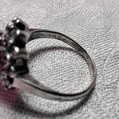 Absolutely Beautiful Onyx And Marcasite 925 Ring  Size 9