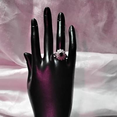 Absolutely Beautiful Onyx And Marcasite 925 Ring  Size 9