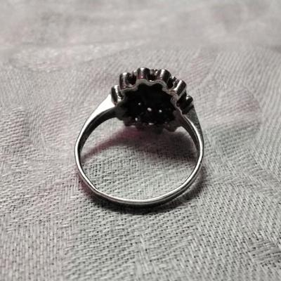 Absolutely Beautiful Onyx And Marcasite 925 Ring  Size 9