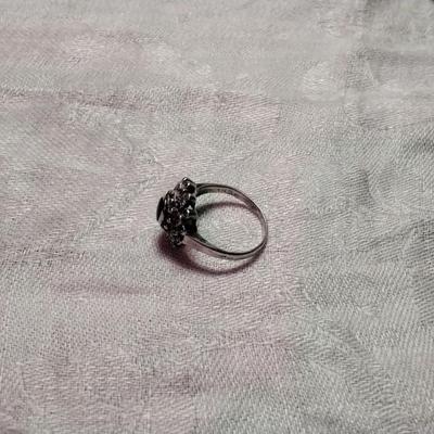 Absolutely Beautiful Onyx And Marcasite 925 Ring  Size 9