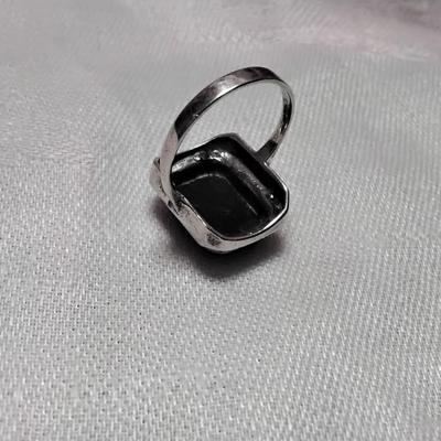 Stunning Onyx and Marcasite 925 Ring Size 7