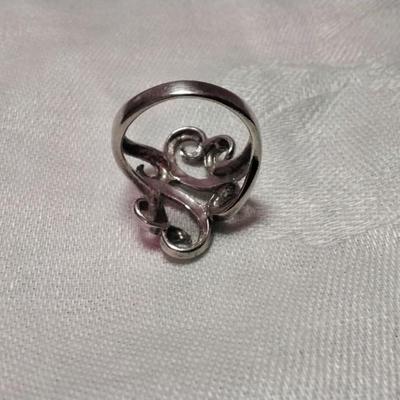 Vintage Heavy 925 Scrollwork Ring Size 8