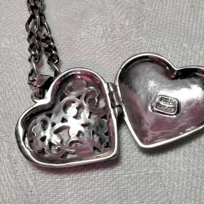 Gorgeous Vintage Marcasite Locket 27" 925 Necklace