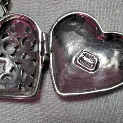 Gorgeous Vintage Marcasite Locket 27" 925 Necklace