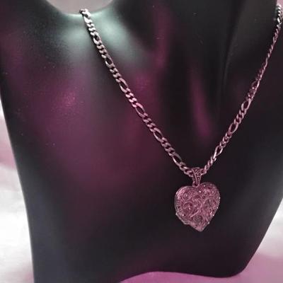 Gorgeous Vintage Marcasite Locket 27" 925 Necklace
