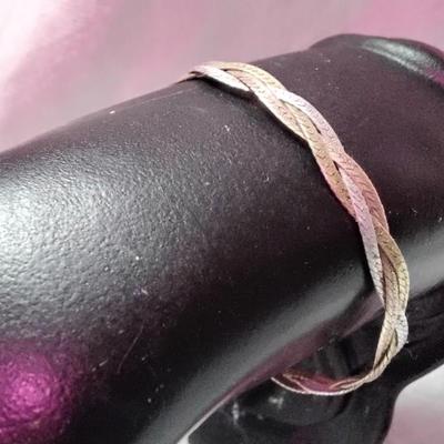 Vintage Tricolor (Rose/Gold/Silver) 7" Italian 925 Bracelet