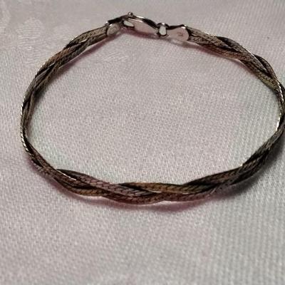 Vintage Tricolor (Rose/Gold/Silver) 7" Italian 925 Bracelet