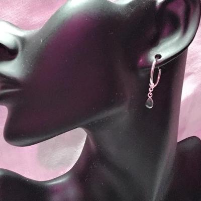 Beautiful Malachite Drop 925 Hoop Earrings