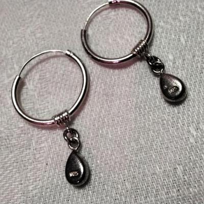 Beautiful Malachite Drop 925 Hoop Earrings