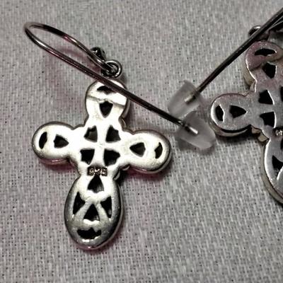 Beautiful Celtic Cross 925 Earrings