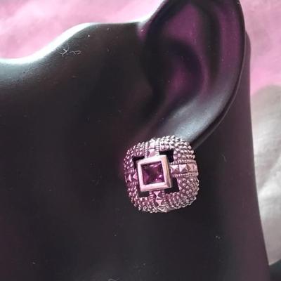 Unique Gorgeous  Amethyst 925 Earrings