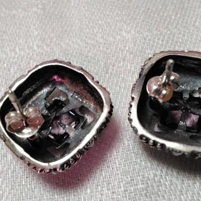 Unique Gorgeous  Amethyst 925 Earrings