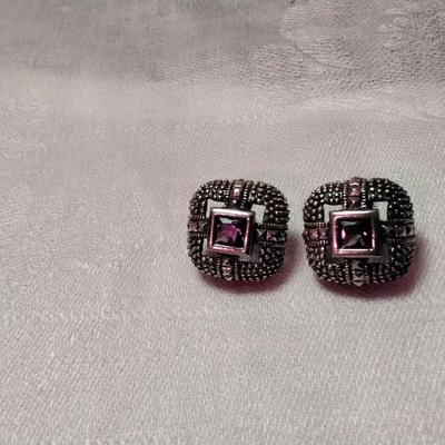 Unique Gorgeous  Amethyst 925 Earrings