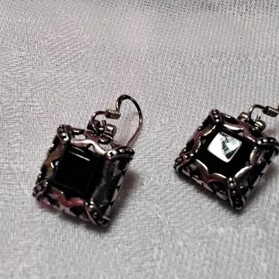 Vintage Stately Onyx 925 Earrings