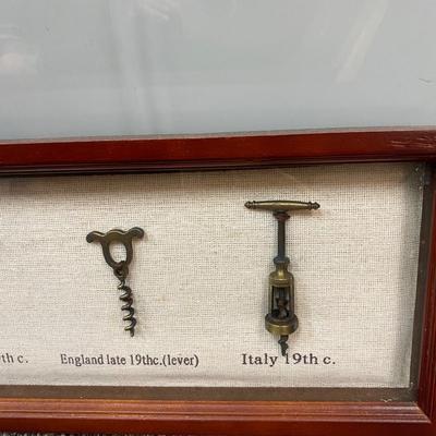 Framed Vintage Wine Puller Corkscrews