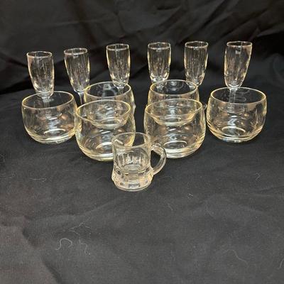 Vintage Barware Clear Glass Lot Roly Poly Bubble Cordial Shot Glasses