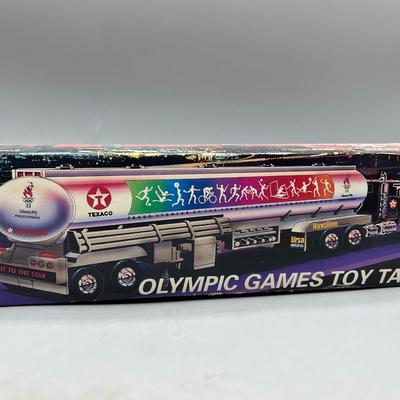 Retro 1996 Texaco Olympic Games Toy Tanker Semi Truck with Original Box