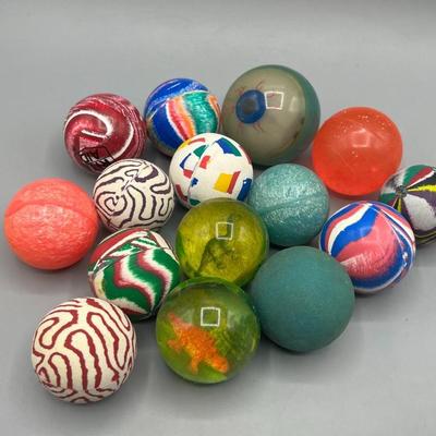 Retro Lot of Colorful Clear Dinosaur Eyeball Miscellaneous Rubber Bouncing Balls