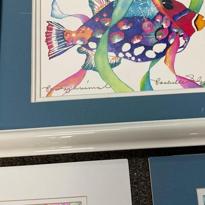 Tropical Fish Watercolor Art trio by artist Rochelle Salzer from Hawaii