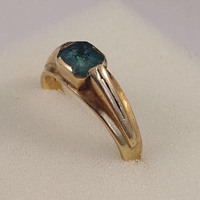 18K Gold Men's Emerald Ring 5.9 Grams Size 10.75