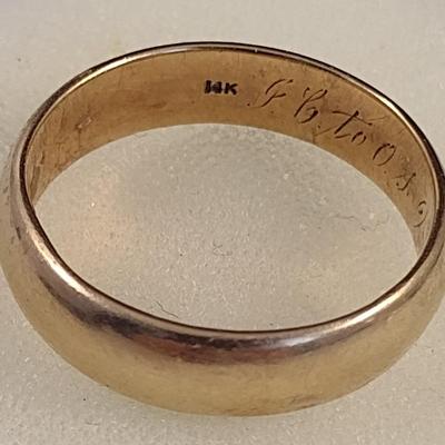 14K Gold Men's Ring Inscribed Size 10 6.3 grams