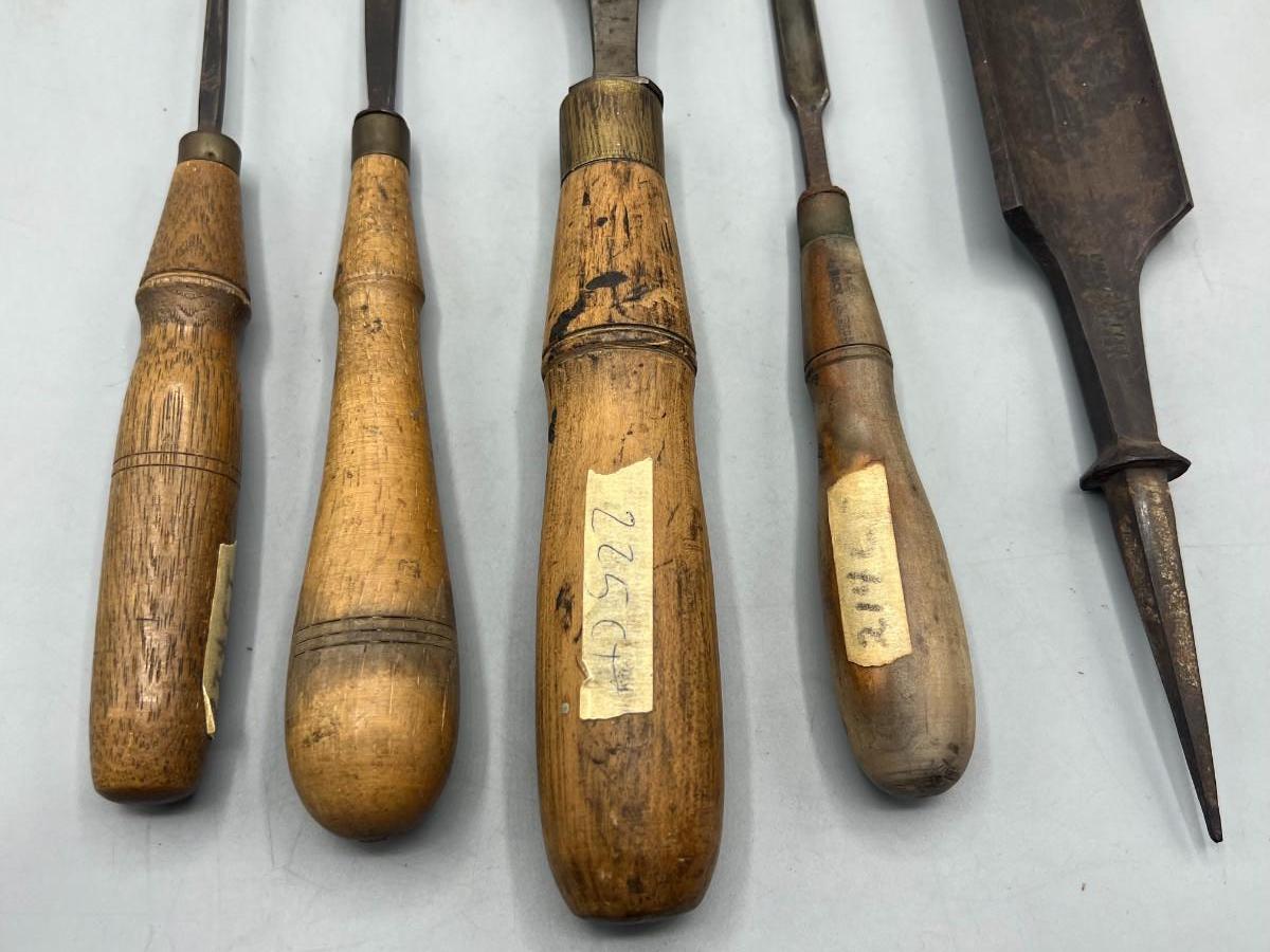 Antique Lot of Buck Brother's Cast Steel Carpenter Wood Handle Chisel