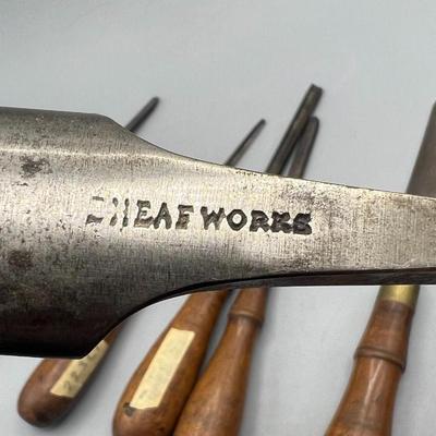 Antique Lot of WM Greaves & Sons Sheafworks Cast Steel Carpenter Chisel Gouges