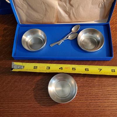 NewburyPort Pewter Salt Cellars and Spoons