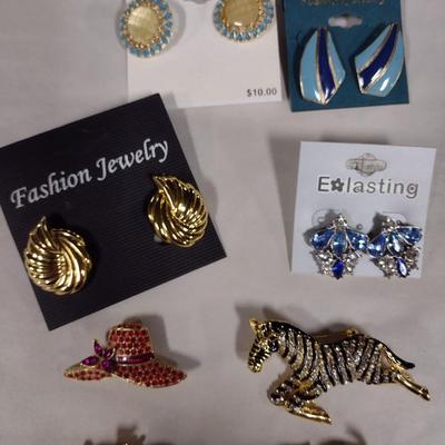 Assortment of Vintage Earrings and Pins Jewelry
