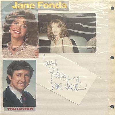 Jane Fonda signed photo album page 