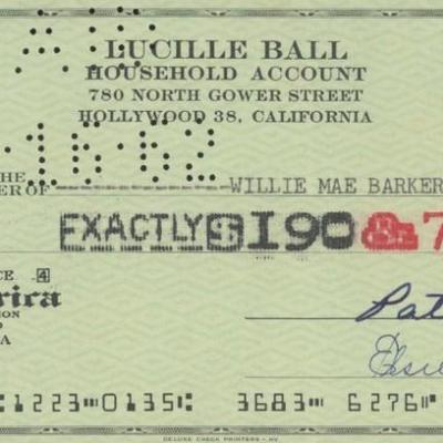 Lucille Ball signed check
