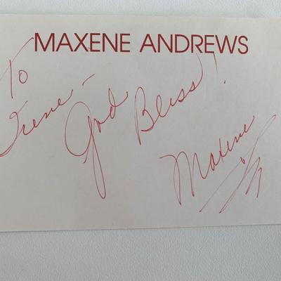 Singer and actress Maxene Andrews original signature
