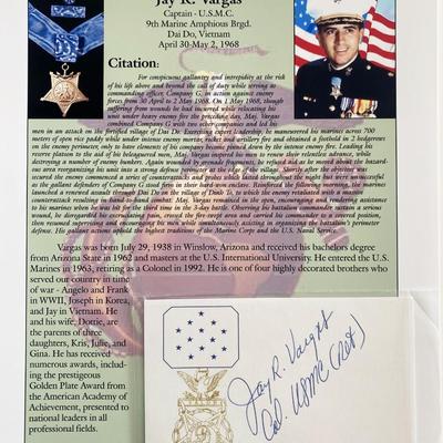 Jay R. Vargas Signed Card and Medal Of Honor Citation