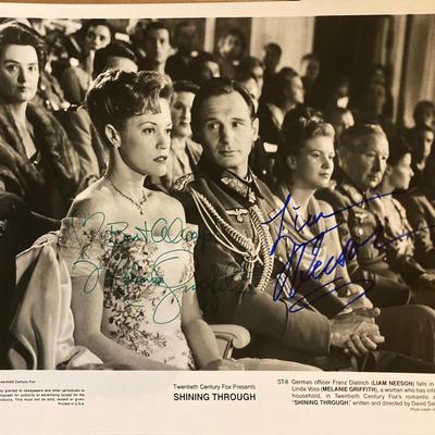 Shining Through Melanie Griffith and Liam Neeson signed movie photo